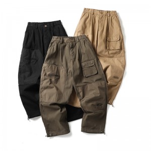 OEM China Loose Casual Men′ S Trousers Solid Color Pocket Cargo Pants Trousers for Men