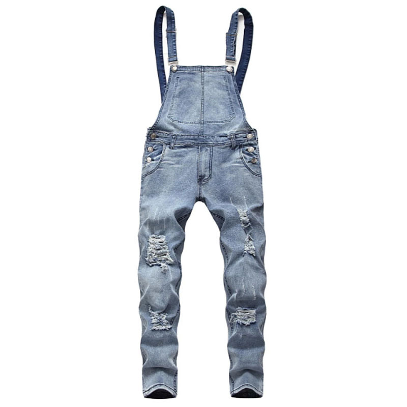 Best-Selling Jeans Cargo Pants Mens - Chinese manufacturers high quality men ripped skinny adjustable denim overalls – Yulin
