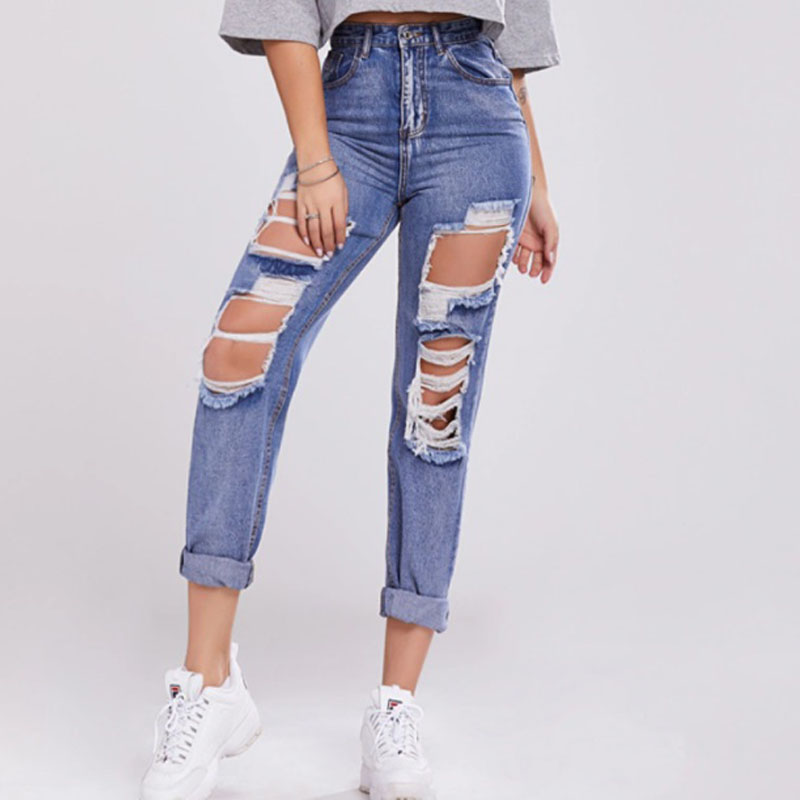 Best Price for Blue High Waisted Skinny Jeans - Custom Denim Pants Women Ripped Jeans – Yulin