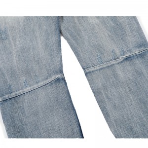 Hot selling have decorative zippers ripped slim fit blue men’s jeans