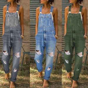 Denim Overalls Washed Simple Plus Size Ladies Jeans Suspenders