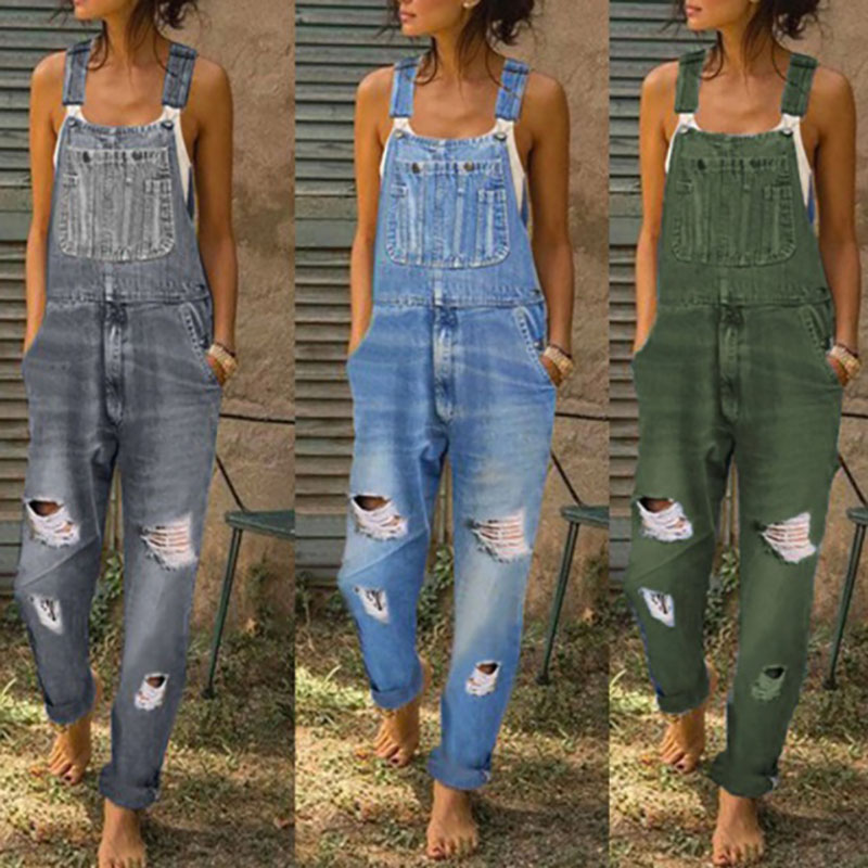 Rapid Delivery for Black Denim Jeans - Denim Overalls Washed Simple Plus Size Ladies Jeans Suspenders – Yulin