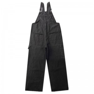 Fashion simple wearproof big pocket loose adjustable suspender trousers men’s overalls