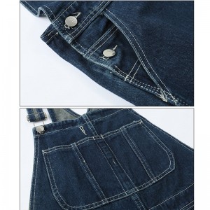 China Supplier Denim Overalls Unisex Dark Blue Fashion Casual Jeans