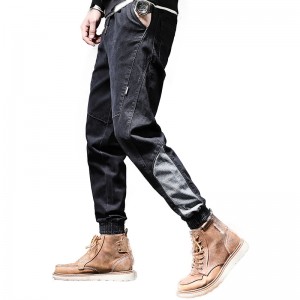 Fashion trend high quality biker jeans men reflective strip joint elastic trousers men’s jeans bulk wholesale custom
