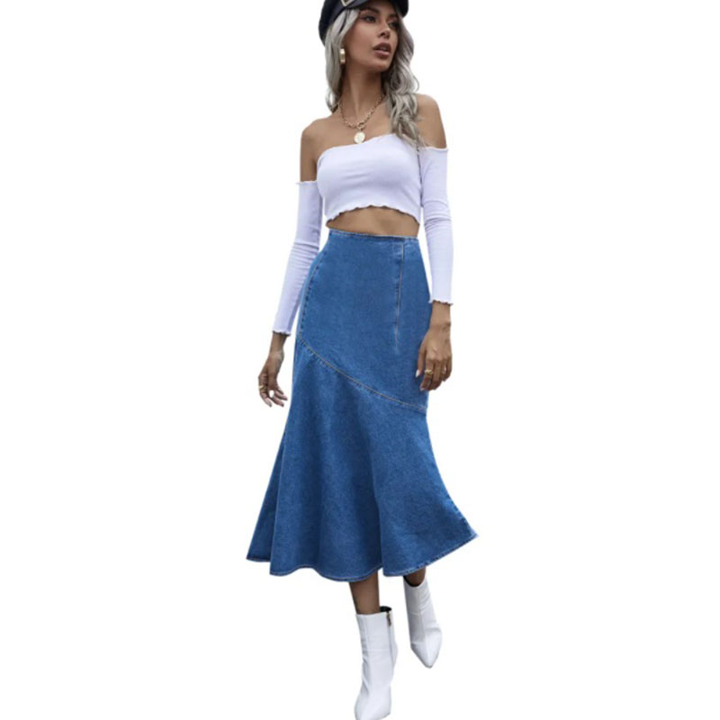 Fashionable Temperament Elegant Tight Hip Denim Skirt (1)