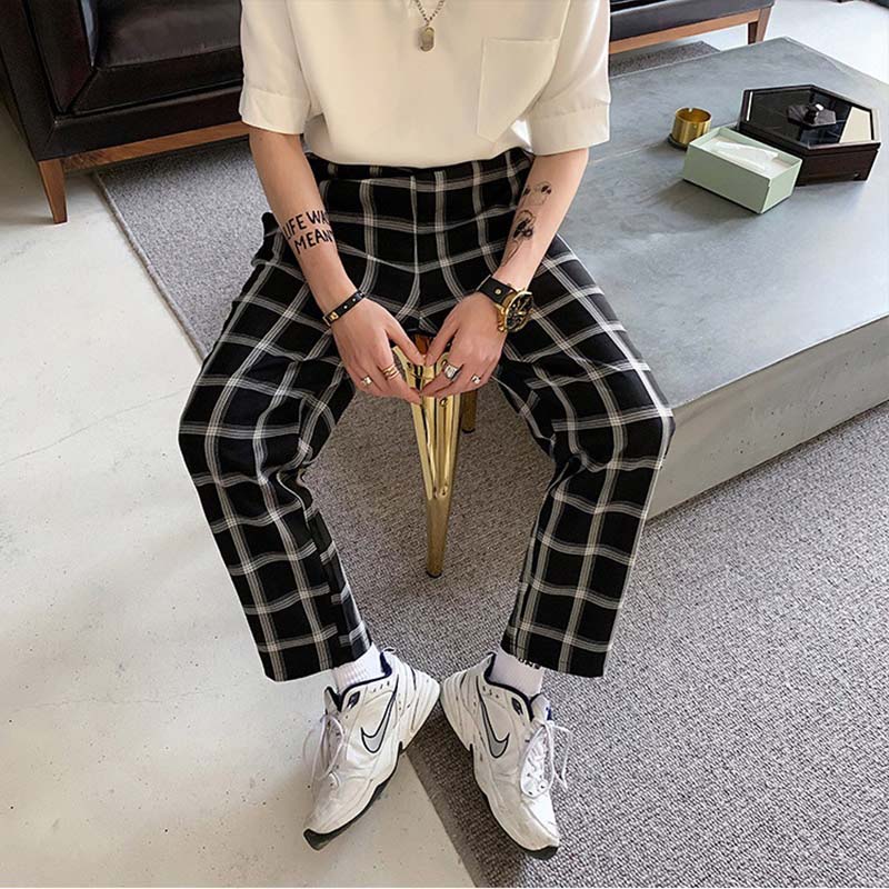 OEM Manufacturer Womens Distressed Jeggings - Hot sell early spring high quality loose comfortable elastic waist plaid men’s casual trousers wholesale custom – Yulin