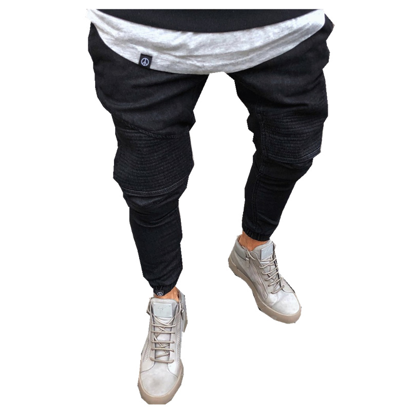China New Product  Black Ripped Boyfriend Jeans Womens - Hot selling item biker jeans slim wrinkled normal trouser tops and elastic bottoms men’s jeans – Yulin