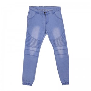 Hot selling item biker jeans slim wrinkled normal trouser tops and elastic bottoms men’s jeans