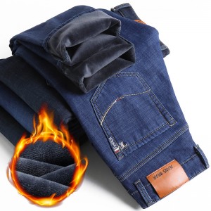 Winter cashmere and thick stretch jeans men slim warm men’s long trousers cost-effective