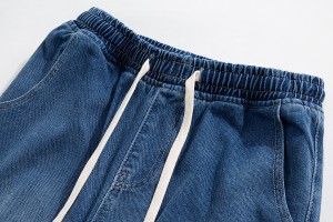 Spring and fall size straight leg jeans for men and women wash elastic waist drawstring jeans for women