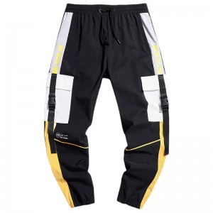 Men’s trousers sports leisure multi-pocket drawstring trousers loose cargo pants