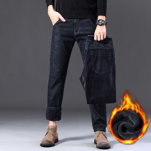 Winter cashmere and thick stretch jeans men slim warm men’s long trousers cost-effective