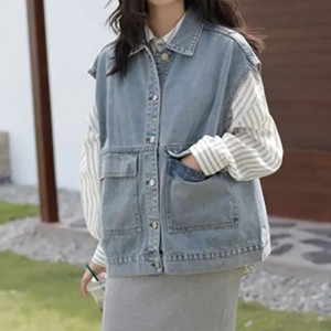 Special Price for Wholesale New Purple Women′s Short Korean Casual Fashion Loose Long Sleeve Denim Jacket