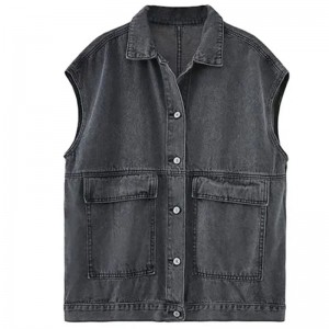Vintage Denim Vest Classic Jean Button Down Jacket