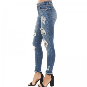 European and American style ripped leopard print skinny sexy pencil pants
