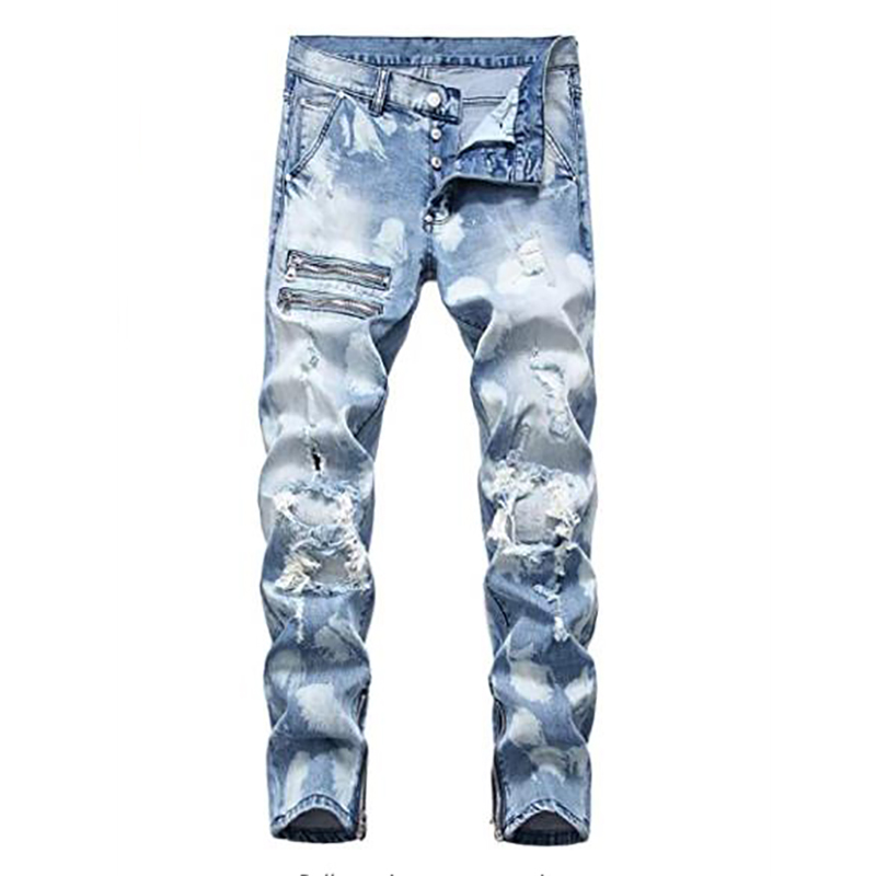 OEM China Black High Rise Jeans Womens - Hot Sell Straight Ripped Mens Jeans Bottom Fly – Yulin