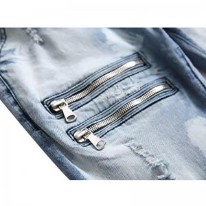 Hot Sell Straight Ripped Mens Jeans Bottom Fly