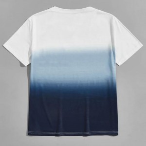 Popular Gradient color Pocket Detail O-Neck Short Sleeve T-shirts