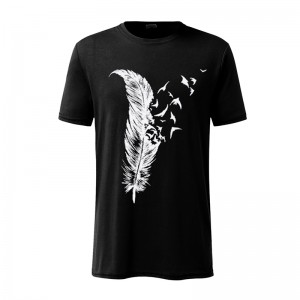 Popular Comfortable Cotton Short Sleeves Feather Printed Men’s T-shirt