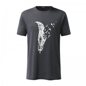 Popular Comfortable Cotton Short Sleeves Feather Printed Men’s T-shirt