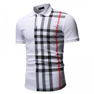Fashion Casual High Quality Plain Mens Grid Polo Shirt for Sports Men