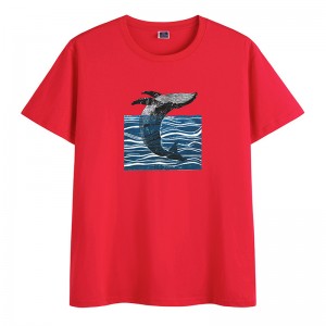 Fashion Casual Comfortable whale print Men’s T-shirt