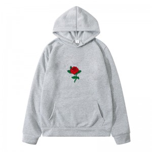 Fashion personality street large size rose print hoodies for men and women