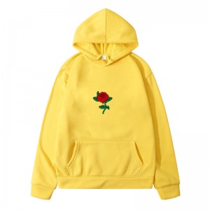 Fashion personality street large size rose print hoodies for men and women