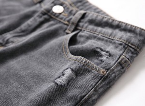 Denim Knee Holes Grey Ripped Men’s Jeans
