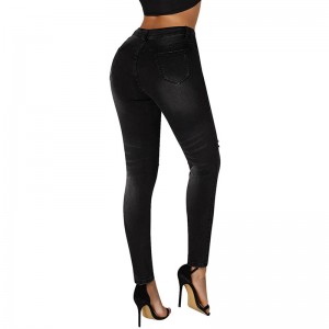 Popular Women’s Ripped Stretchy Skinny Ankle Black Jeans