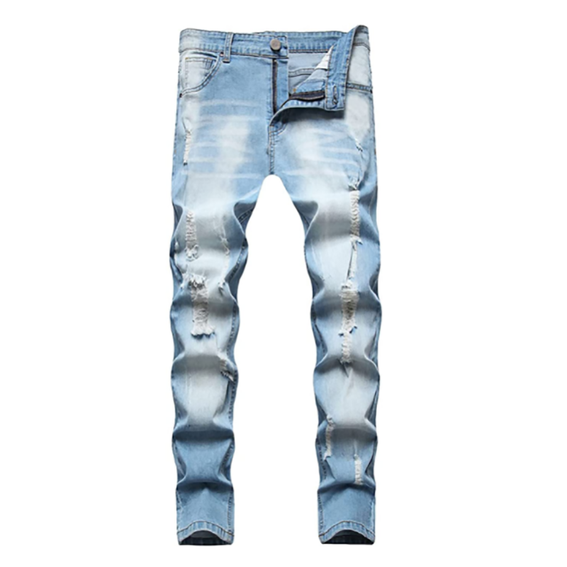 Best Price on  Cowboy Jeans Mens - High Stretch Distressed Slim Fit Straight Leg Denim Ripped Skinny Jeans Men – Yulin