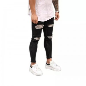 Fashion casual simple slim fit men’s ripped jeans