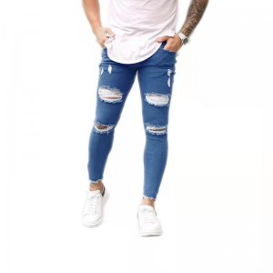 Fashion casual simple slim fit men’s ripped jeans