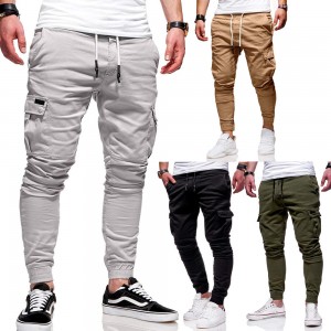 Men’s thickened cargo pants corduroy trousers elasticated retro cargo pants