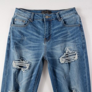 2022 Fashion Slim Street style wear ripped jeans patch jeans man