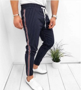 2021 Cheapest men’s pants side striped ribbons fashion casual men’s feet trousers