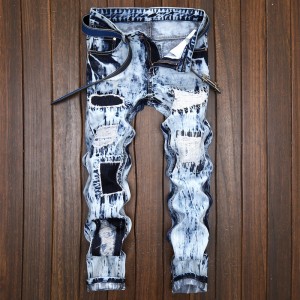 Men’s printed jeans non-stretch cotton mid-waist trousers denim ordinary casual yellow jeans