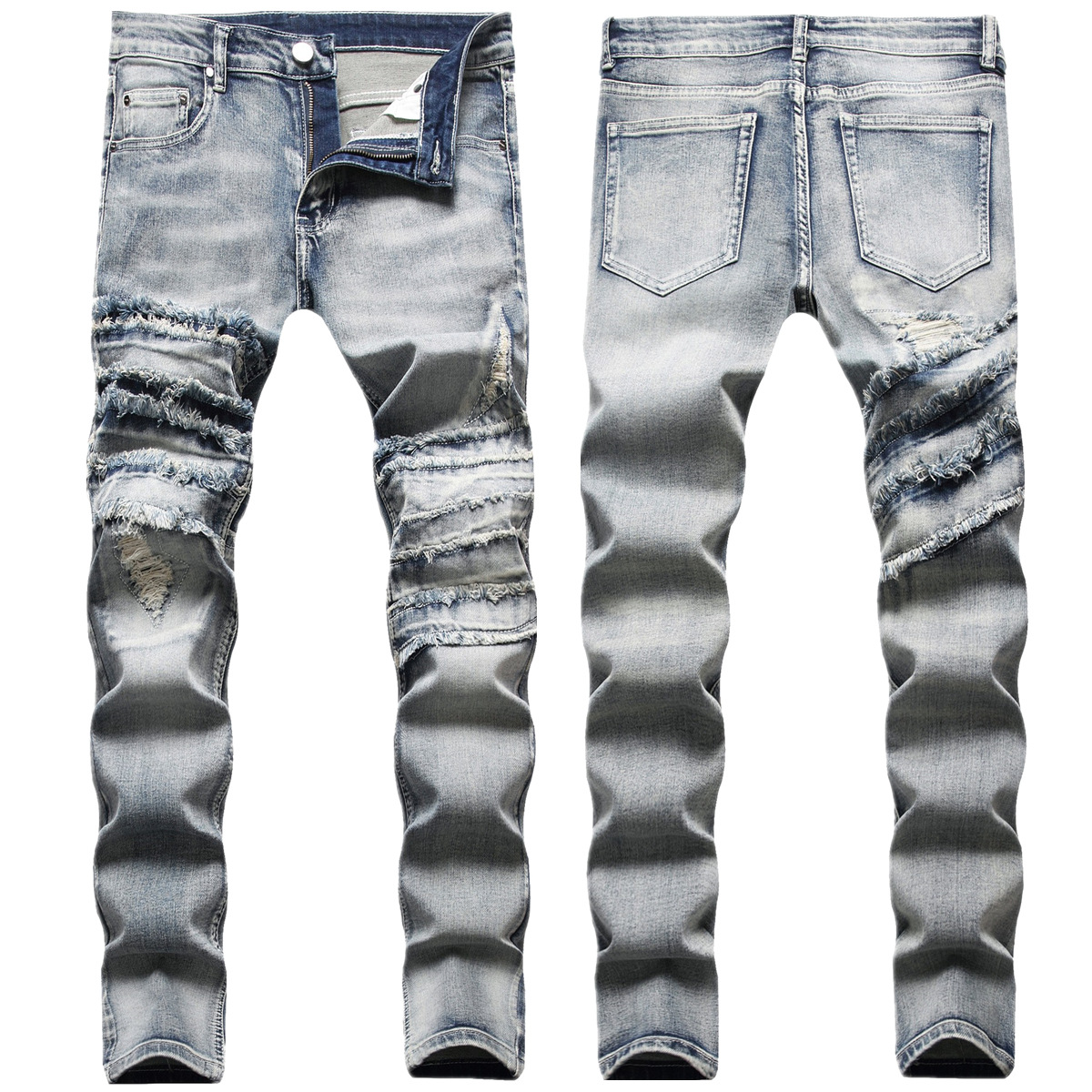 Factory Outlets Mens Vintage Baggy Jeans - Fashion small feet men’s pants street nostalgic style wash water hole stretch slim small feet jeans men – Yulin