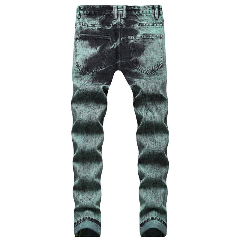 Fixed Competitive Price Womens High Waisted Bootcut Jeans - Large size men’s jeans tie-dye green black straight ripped trousers fashion loose jeans men – Yulin