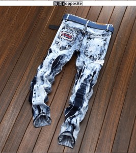 Men’s printed jeans non-stretch cotton mid-waist trousers denim ordinary casual yellow jeans
