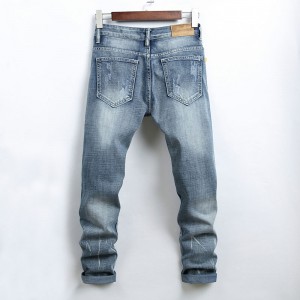 Popular Breathable Ripped Jeans Zipper Fly Jeans Men
