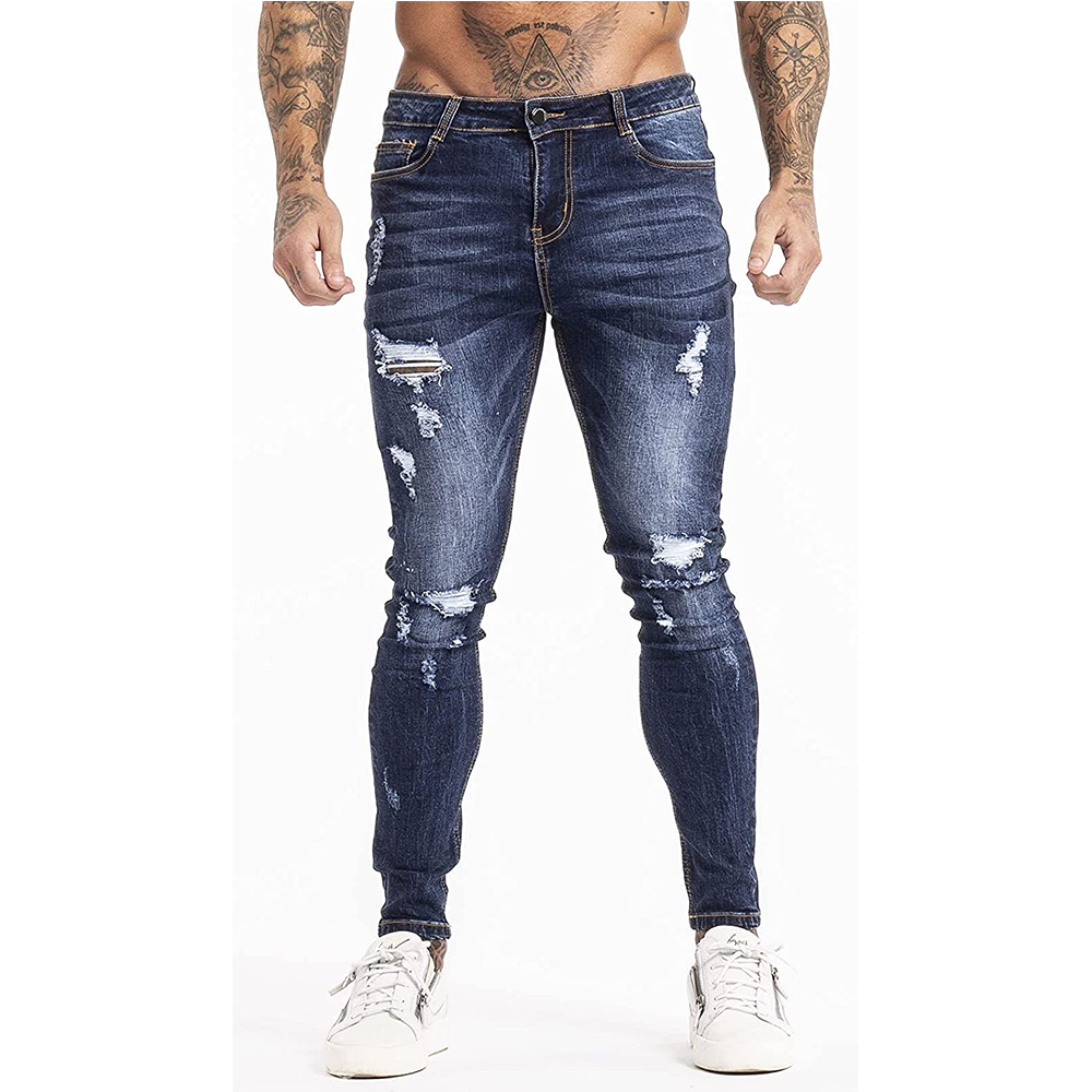 Factory supplied Custom Jeans For Men - Retro Men’s jeans men slim fit stretch hole ripped jeans denim pants plus size men’s jeans – Yulin