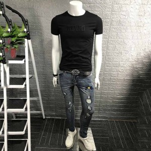 Men’s short-sleeved T-shirt round neck cotton slim printed T-shirt