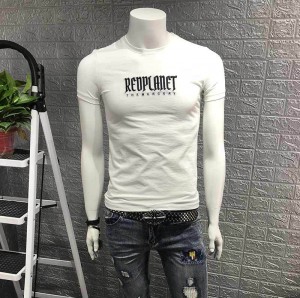 Men’s short-sleeved T-shirt round neck cotton slim printed T-shirt