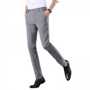 Autumn stripe micro elastic casual pants fashionable simple men’s pants business men thin slim pants trousers trousers