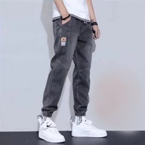 Factory direct autumn and winter new cashmere and thick jeans men loose large size cargo Harlan casual strap pants