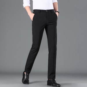 Autumn stripe micro elastic casual pants fashionable simple men’s pants business men thin slim pants trousers trousers