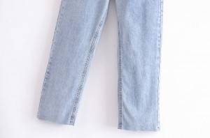 Women’s Mid-waist 4 Button Fly Slim Elastic Stretch Blue Jeans