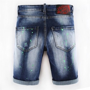 Summer trend stretch Embroidered Insignia Printed Men’s Shorts Jeans
